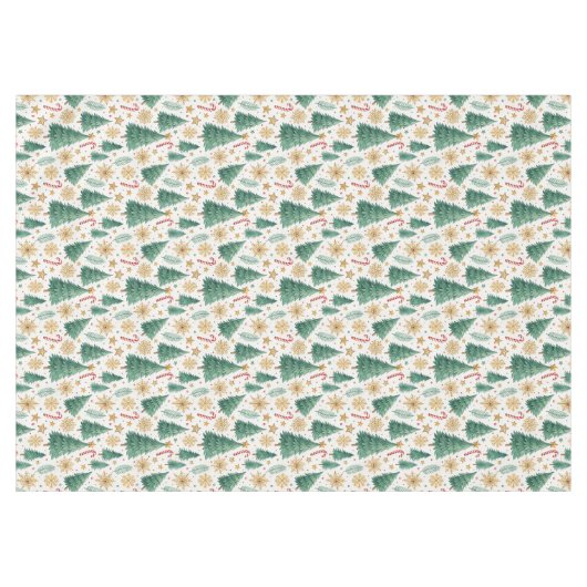 Rustic Christmas trees earthy red green tablecloth テーブルクロス (正面(横))