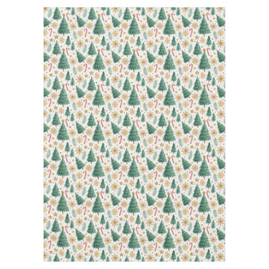 Rustic Christmas trees earthy red green tablecloth テーブルクロス (正面)