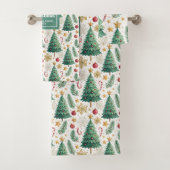 Rustic Christmas trees red green gold bath towel バスタオルセット (インサイチュ)