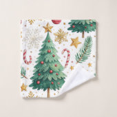 Rustic Christmas trees red green gold bath towel バスタオルセット (ウォッシュタオル)
