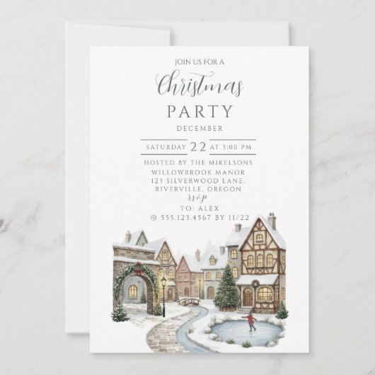 Rustic Christmas Village Celebration 招待状 (正面)