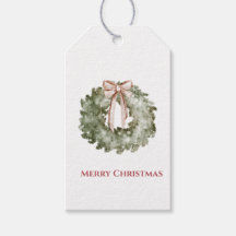 Rustic Christmas Watercolor Wreath and Bow