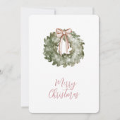 Rustic Christmas Watercolor Wreath and Bow シーズンカード (正面)