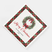 Rustic Christmas Wreath Napkins Red Green Pattern (コーナー)