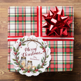 Rustic Christmas Wreath with Holly  オーナメントカード