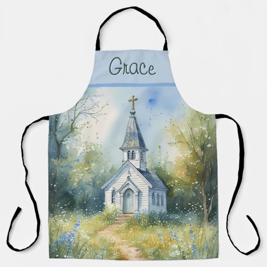 Rustic Church Path in Wildflower Meadow エプロン (正面)