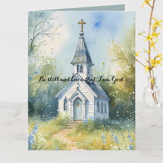 Rustic Church Path in Wildflower Meadow カード (黄色い花)