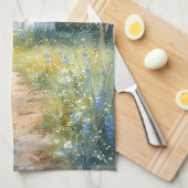 Rustic Church Path in Wildflower Meadow キッチンタオル (四つ折り)