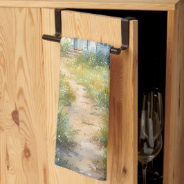 Rustic Church Path in Wildflower Meadow キッチンタオル