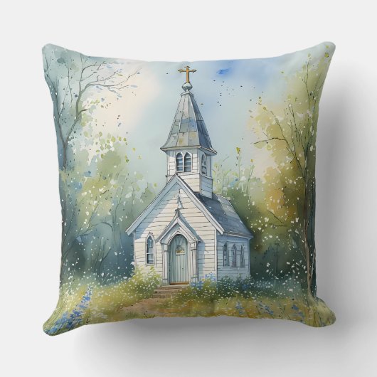 Rustic Church Path in Wildflower Meadow クッション (裏面)
