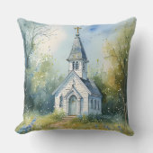 Rustic Church Path in Wildflower Meadow クッション (正面)