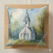 Rustic Church Path in Wildflower Meadow クッション