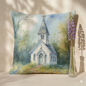 Rustic Church Path in Wildflower Meadow クッション