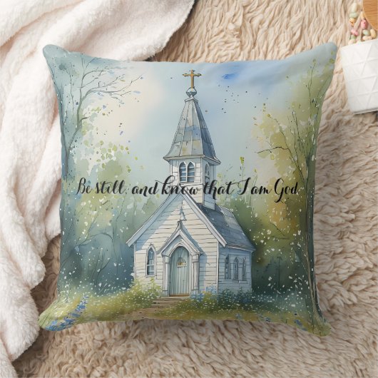 Rustic Church Path in Wildflower Meadow クッション (ブランケット)