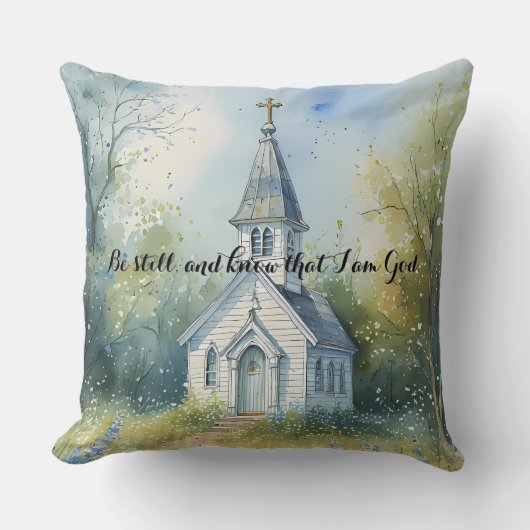 Rustic Church Path in Wildflower Meadow クッション (正面)