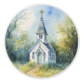 Rustic Church Path in Wildflower Meadow セラミックノブ (正面)