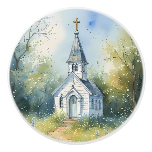 Rustic Church Path in Wildflower Meadow セラミックノブ (正面)