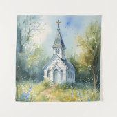 Rustic Church Path in Wildflower Meadow タペストリー (正面)