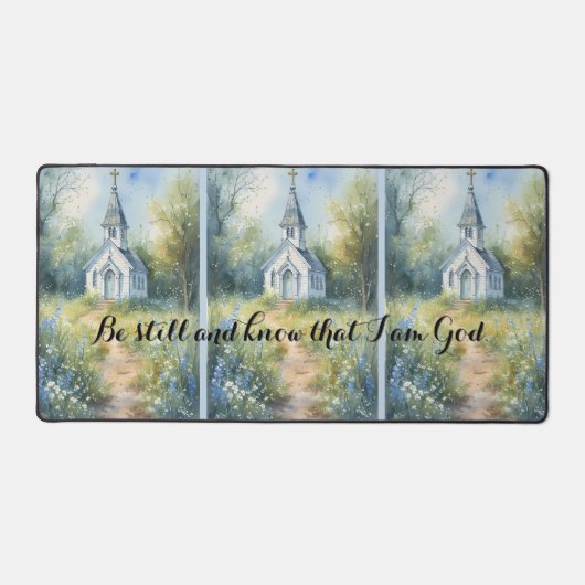 Rustic Church Path in Wildflower Meadow デスクマット (正面)