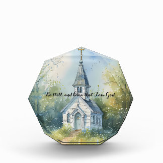 Rustic Church Path in Wildflower Meadow フォトブロック