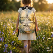 Rustic Church Path in Wildflower Meadow プリントバックパック