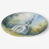 Rustic Church Path in Wildflower Meadow ペーパープレート (アングル)