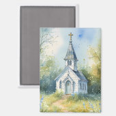 Rustic Church Path in Wildflower Meadow マグネット (正面/裏面)