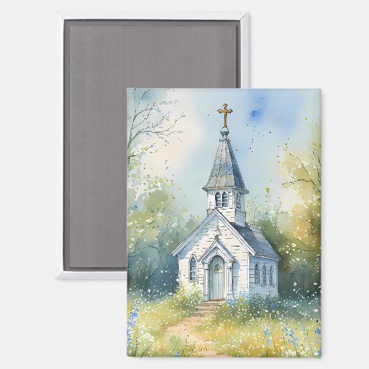 Rustic Church Path in Wildflower Meadow マグネット (正面/裏面)