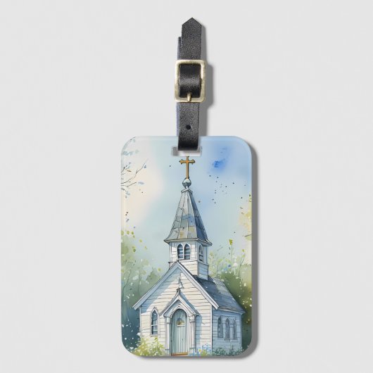 Rustic Church Path in Wildflower Meadow ラゲッジタグ (正面縦)