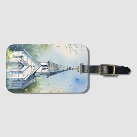 Rustic Church Path in Wildflower Meadow ラゲッジタグ (正面横)