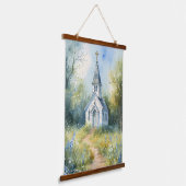 Rustic Church Path in Wildflower Meadow 吊り下げ型タペストリー (傾斜あり)