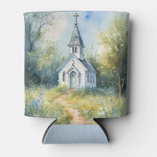 Rustic Church Path in Wildflower Meadow 缶クーラー (正面)