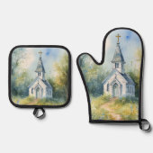 Rustic Church Path in Wildflower Meadow 鍋つかみ&鍋敷きセット (正面)