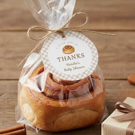 Rustic Cinnamon Bun In The Oven Baby Shower フェイバータグ