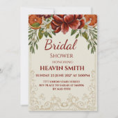 Rustic Citrus and Burugundi Floral Bridal Shower 招待状 (正面)