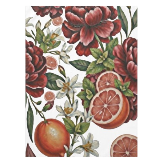 Rustic Citrus Floral summer テーブルクロス (正面)