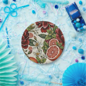 Rustic Citrus Floral summer  Bridal Shower ペーパープレート (パーティー)