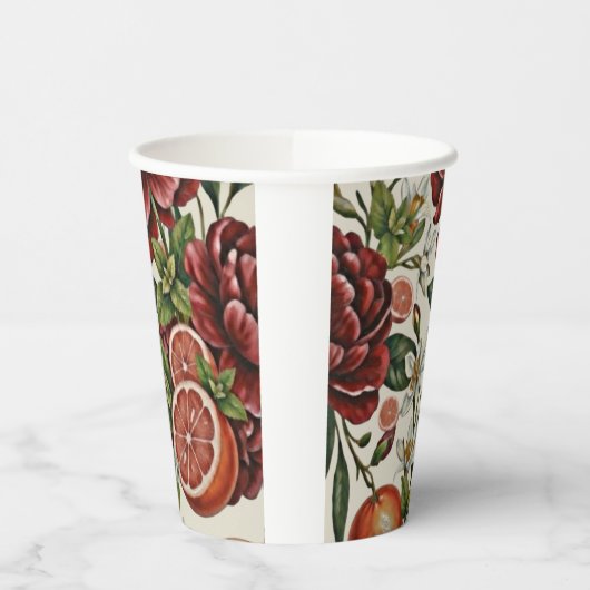 Rustic Citrus Floral summer Bridal Shower 紙コップ (左)