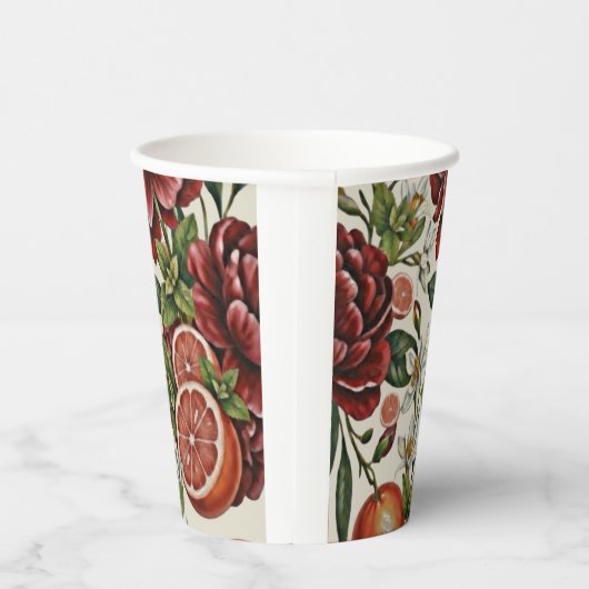 Rustic Citrus Floral summer Bridal Shower 紙コップ (右)