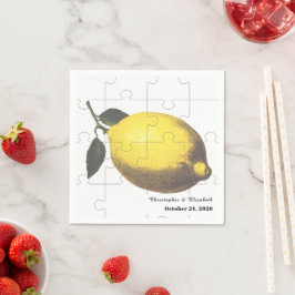 Rustic Citrus Lemon Jigsaw Puzzle Wedding スタンダードカクテルナプキン