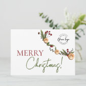 Rustic Citrus & Pine Corporate Merry Christmas シーズンカード (スタンド正面)