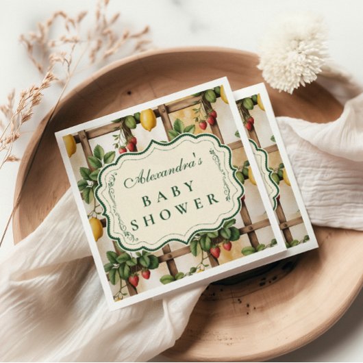 Rustic Citrus Strawberry Baby Shower スタンダードカクテルナプキン
