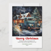 Rustic classic Christmas scene holiday red truck シーズンカード (正面)