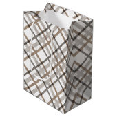 Rustic Classy Elegant Neutral Plaid Pattern ミディアムペーパーバッグ (正面アングル)