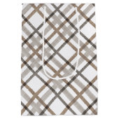 Rustic Classy Elegant Neutral Plaid Pattern ミディアムペーパーバッグ (裏面)