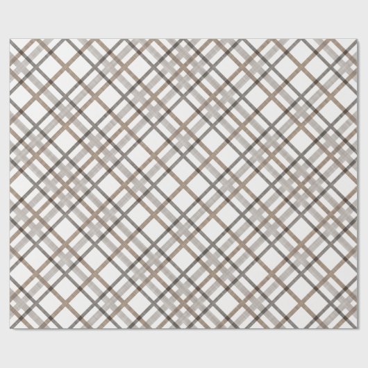 Rustic Classy Elegant Neutral Plaid Pattern ラッピングペーパー (フラット)