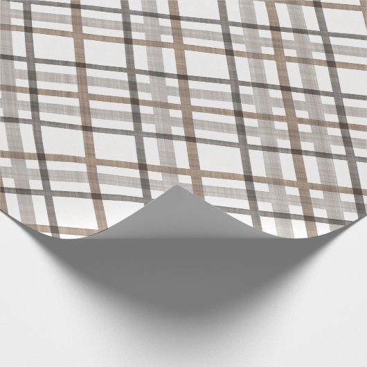 Rustic Classy Elegant Neutral Plaid Pattern ラッピングペーパー (角)