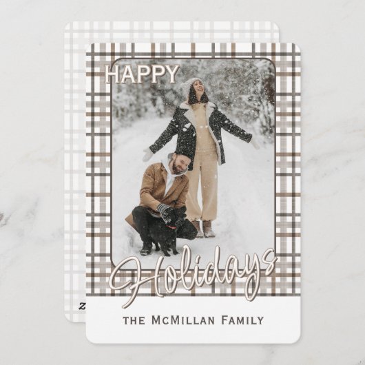 Rustic Classy Elegant Plaid Pattern シーズンカード (正面/裏面)