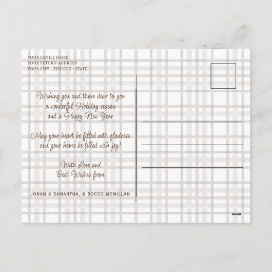 Rustic Classy Elegant Plaid Pattern シーズンポストカード (裏面)