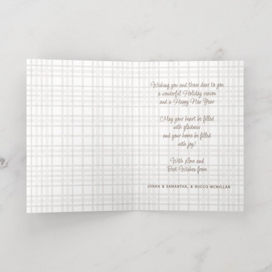 Rustic Classy Elegant Plaid Pattern Gold 箔シーズンカード (内側レイダウン)